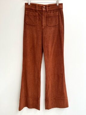 Faherty Phoebe Corduroy Flare Pants High Rise Front Patch Pocket Trousers 27
